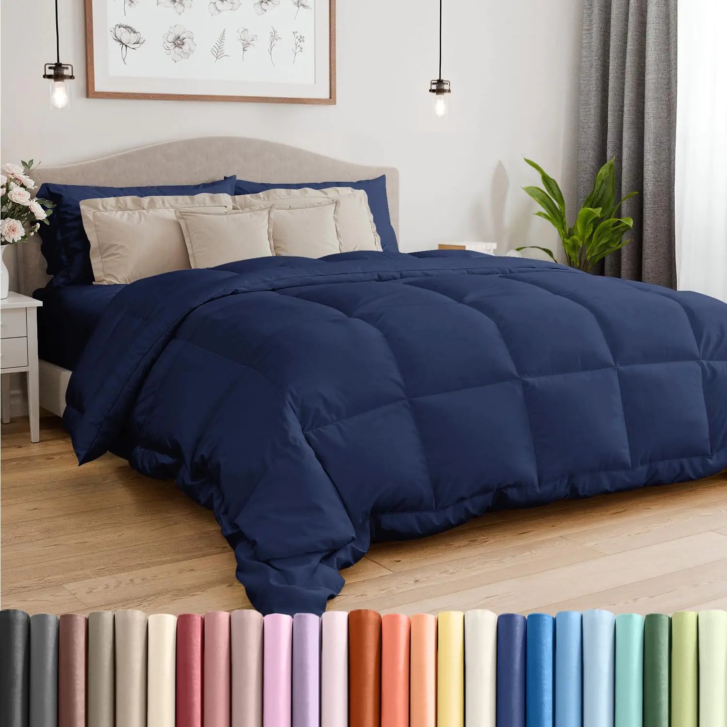 Navy Twin Deluxe Down-Alt Comforter