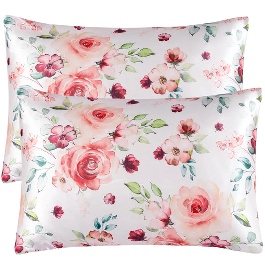 BEDELITE Satin Pillowcases for Hair & Skin – 2-Pack, Soft Cooling, Envelope Closure, 20x26 Inch, Coffee Rose