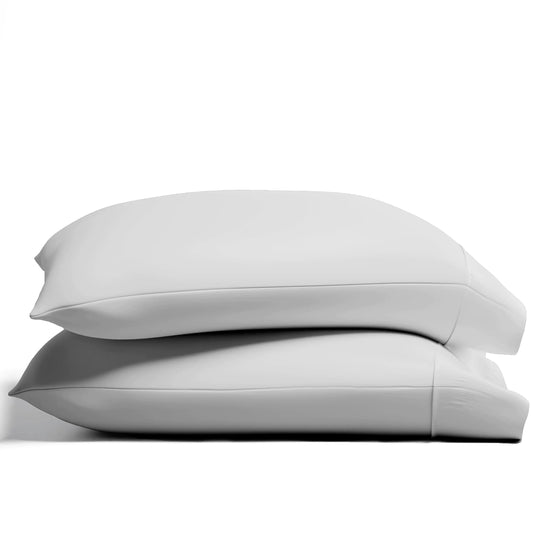 Texas Linen Organic Cotton King Pillowcases - Set of 2, Light Grey
