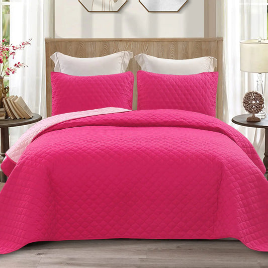 Mezcla Lightweight Quilt Set – California King, Hot Pink