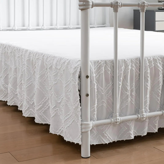 King Size Tufted Ruffle Bed Skirt with Split Corners