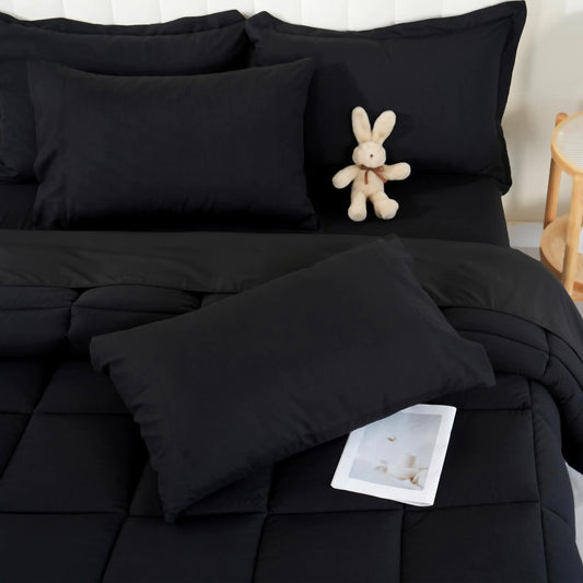 King Comfort Essentials 7Pc Bed Set in Black