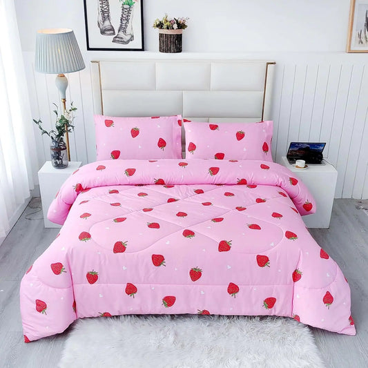 Strawberry Dream Full Comforter Set for Girls