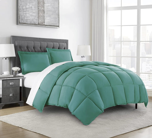 Chezmoi Granite Green 3-Piece Down Alternative Comforter Set